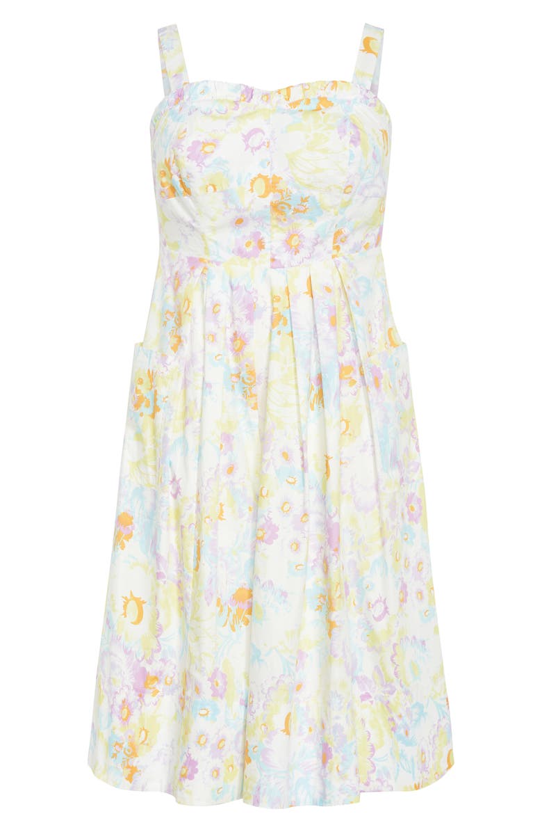 City Chic Luiza Floral Ruffle Trim Midi Dress, Alternate, color, 