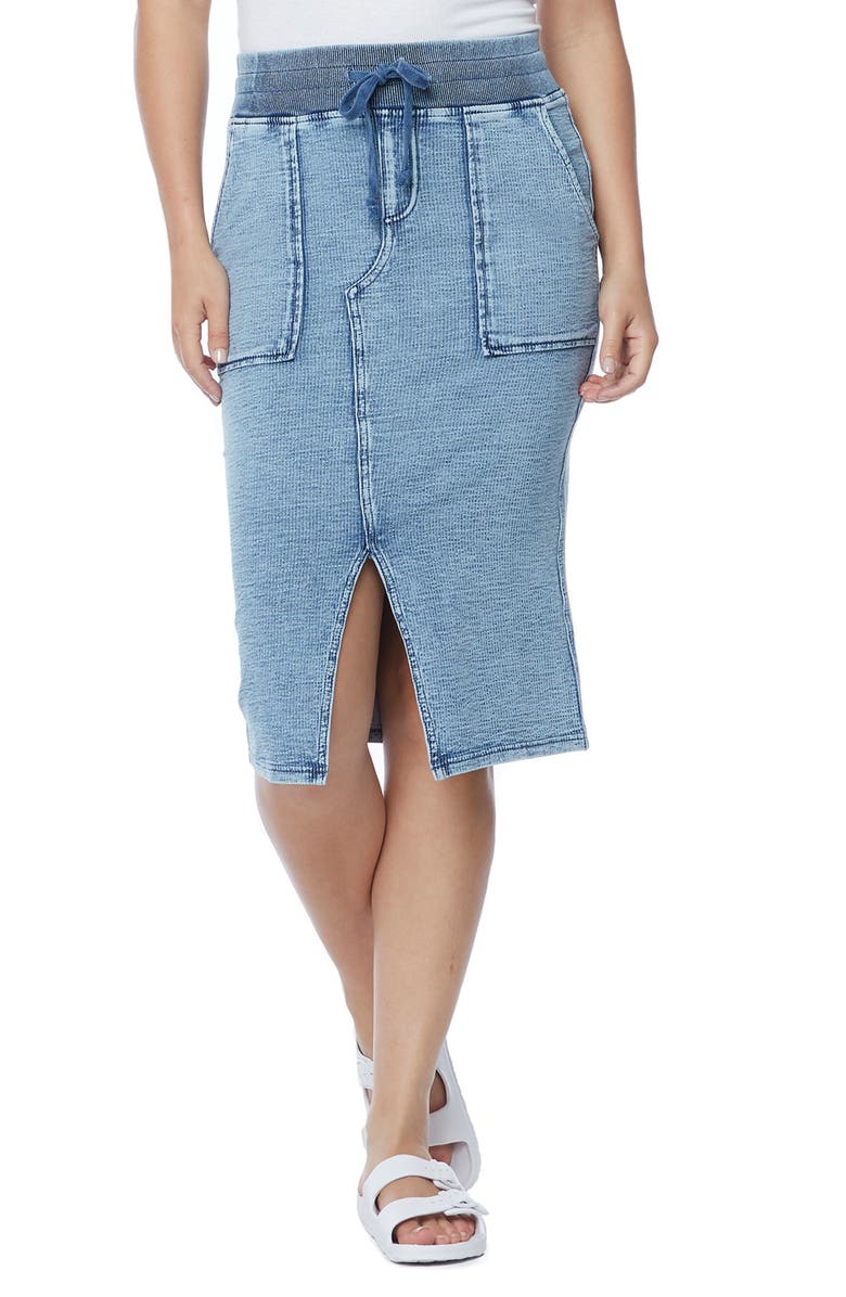 Wash Lab Denim Front Slit Drawstring Denim Skirt, Main, color, 