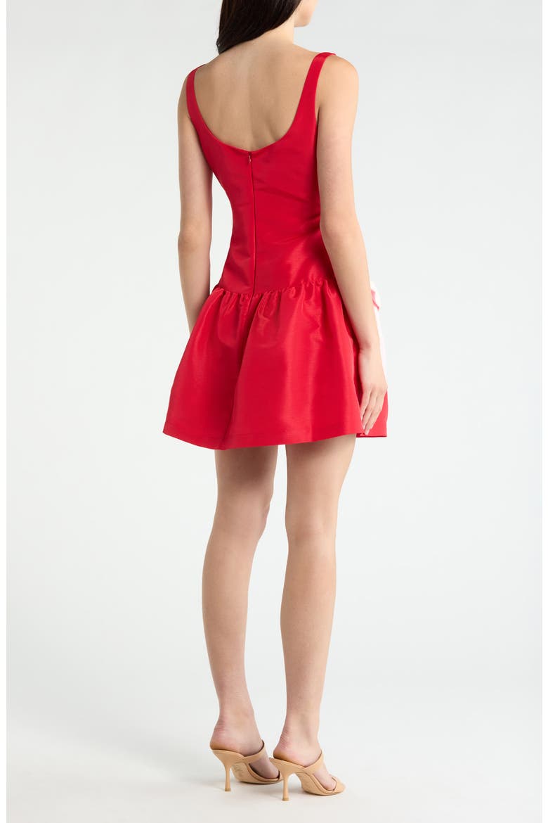 Noretta Bow Satin Minidress, Alternate, color, RED