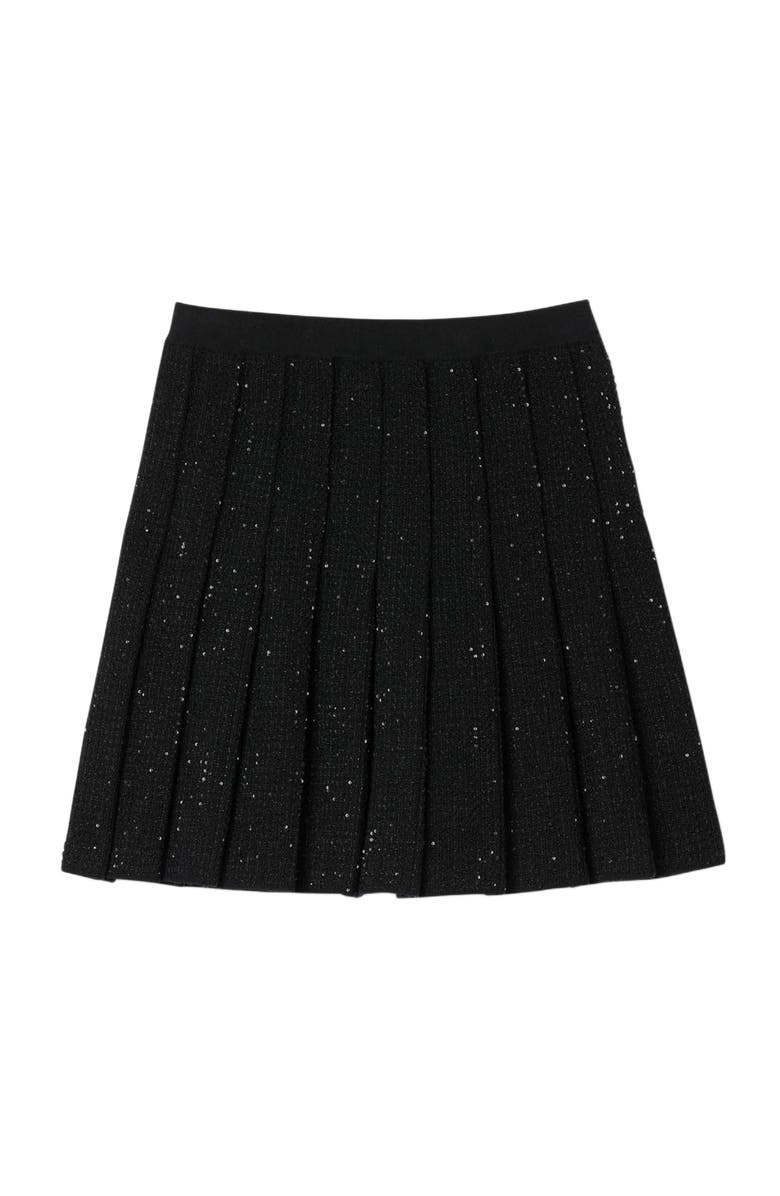 SANDRO Mini tweed pleated skirt, Alternate, color, Black