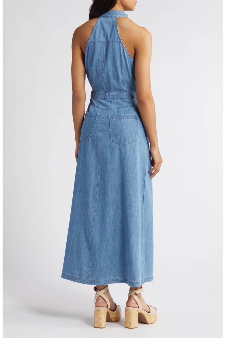 Paros Belted Sleeveless Maxi Shirtdress, Alternate, color, VINTAGE DENIM