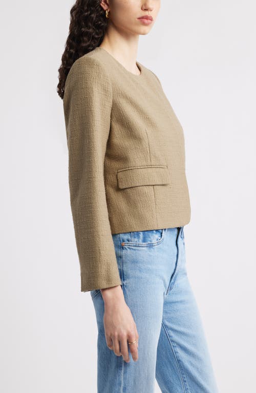 Nordstrom Textured Collarless Jacket In Olive Covert