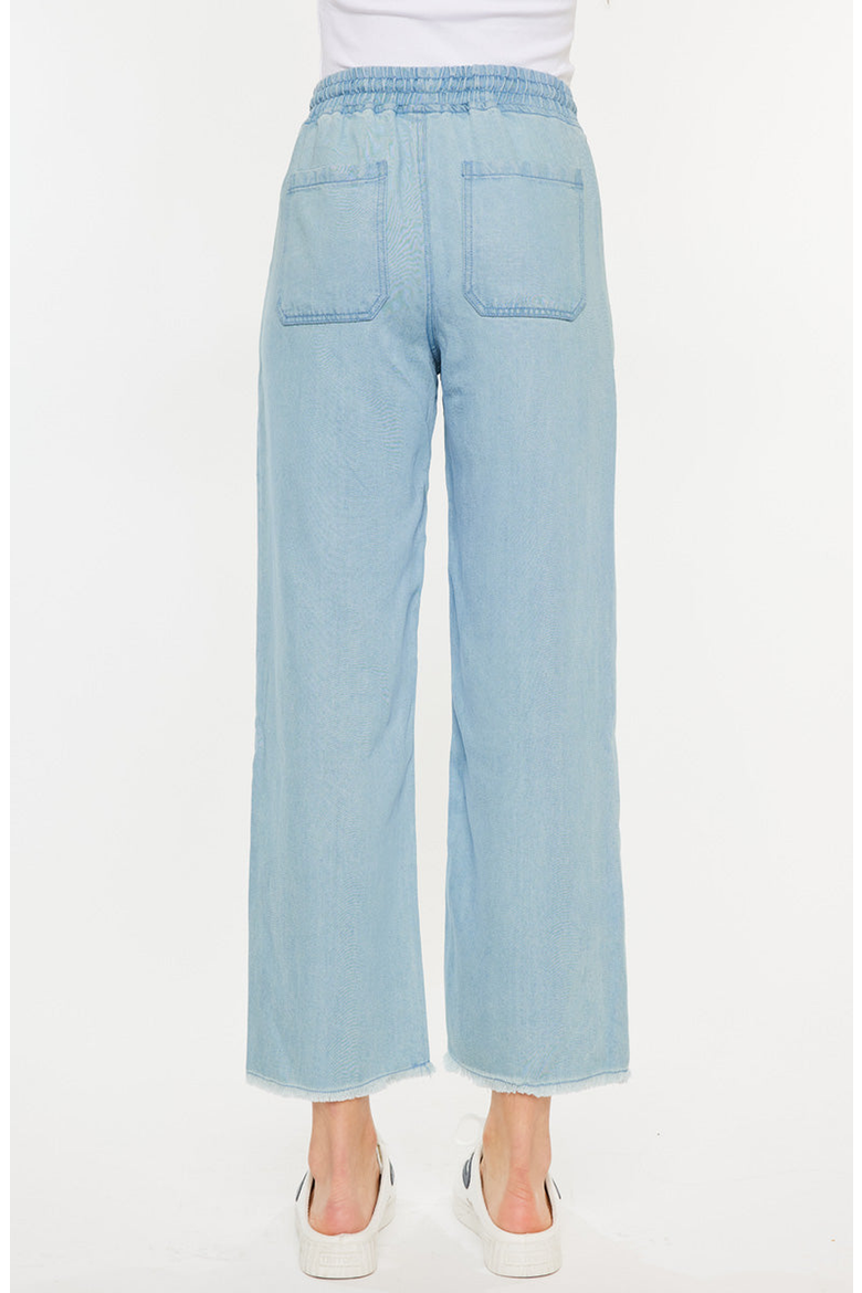 Milly High Rise Cropped Wide Leg Jeans, Alternate, color, Light Wash