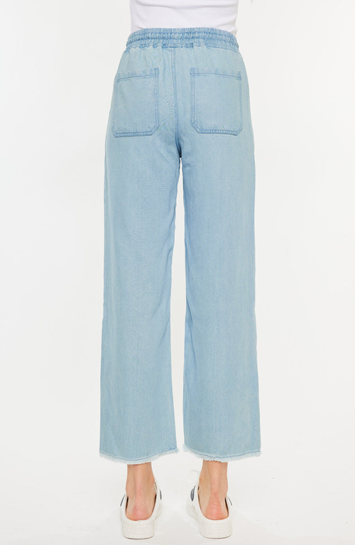 Kancan Milly High Rise Cropped Wide Leg Jeans In Blue