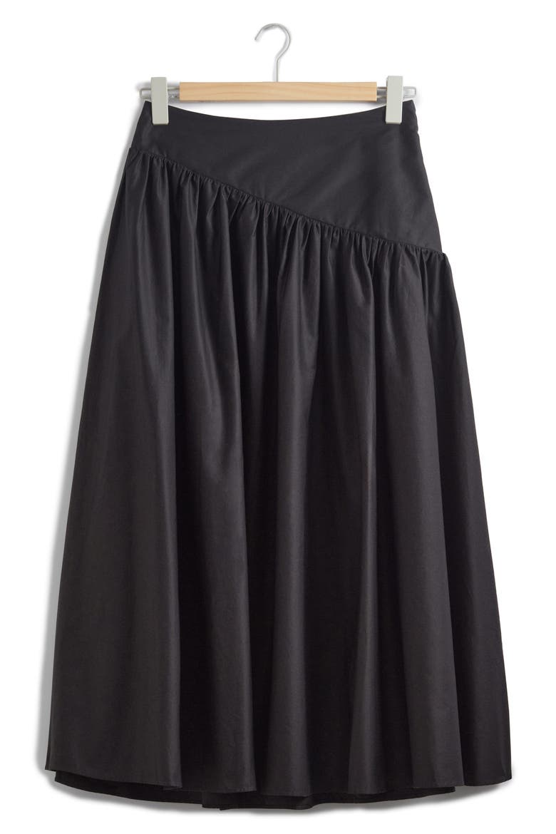 Cotton Midi Skirt, Alternate, color, BLACK