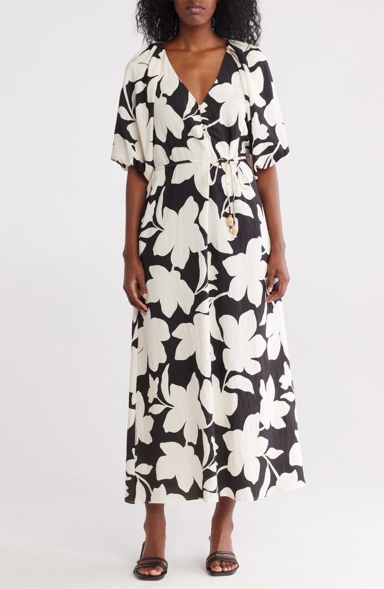 Ellen Tracy Floral Puff Sleeve Maxi Dress, Main, color, 