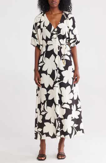 Ellen Tracy Floral Puff Sleeve Maxi Dress