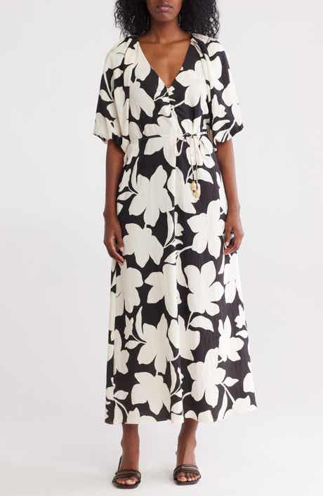 Ellen Tracy Floral Puff Sleeve Maxi Dress
