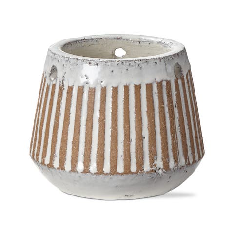 Laguna Linea White Striped Stoneware Planter 4.5L 4.5W 5.0H