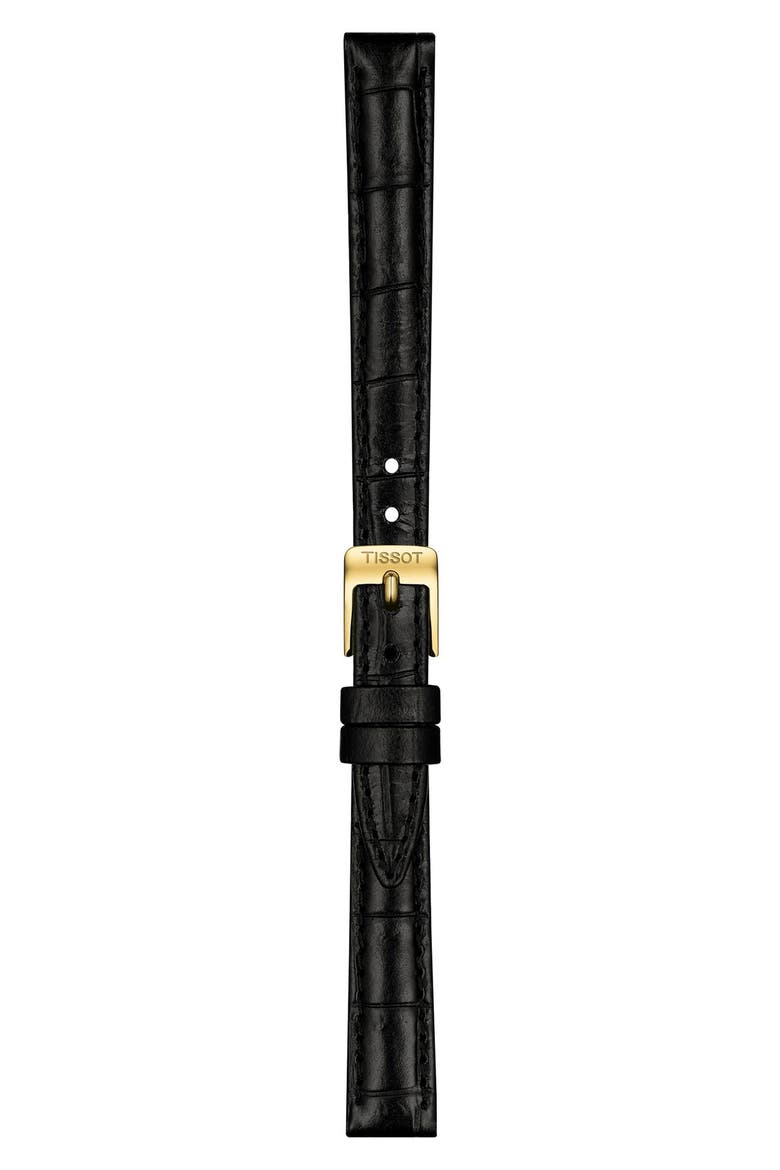 SRV Rectangle Couture Mother-of-Pearl & Diamond Leather Strap Watch, 30mm, Alternate, color, BLACK MOTHER OF PEARL