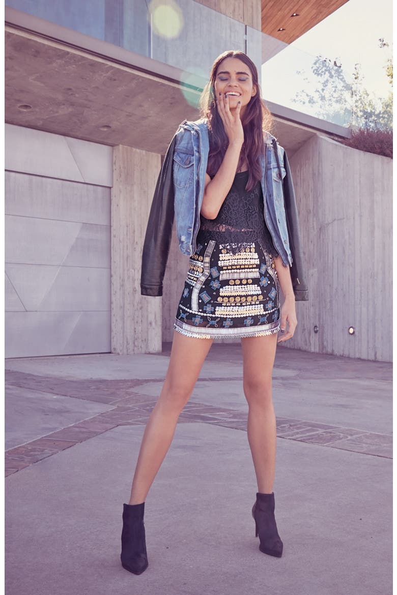 Beaded Miniskirt, Alternate, color, BLACK MULTI