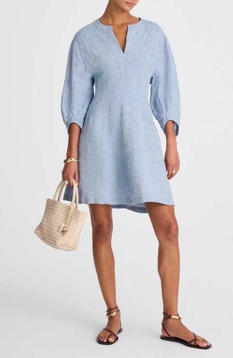 Splitneck Linen Minidress