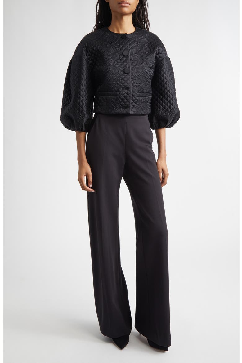 Kalinda High Waist Ponte Wide Leg Pants, Alternate, color, BLACK