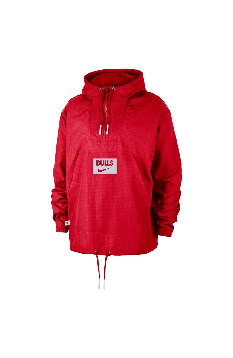 Nike Men's Nike  Red Chicago Bulls Courtside Premium Club Anorak Quarter-Zip Hoodie Jacket, Alternate, color, Red