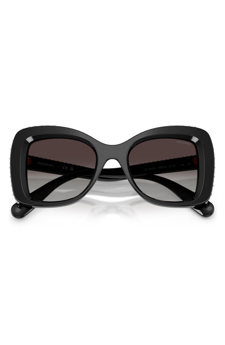 Swarovski 51mm Butterfly Sunglasses, Alternate, color, Black / Gradient Grey