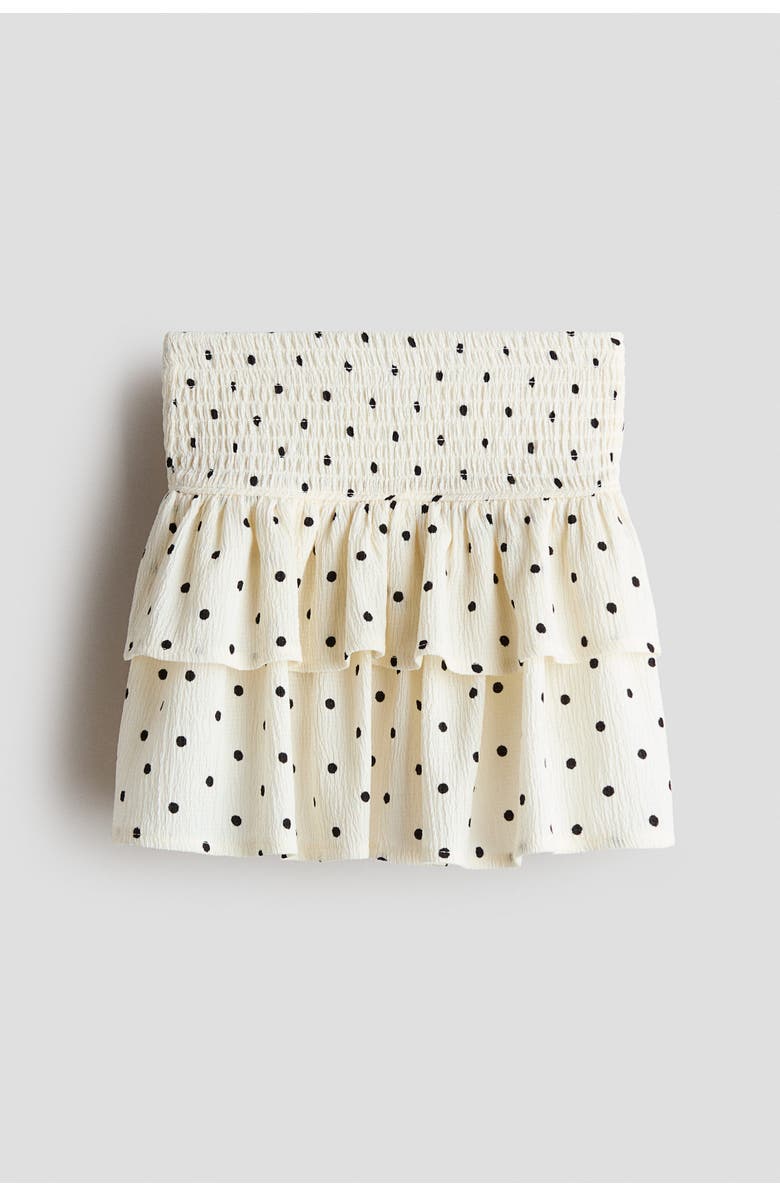 H&M Crinkled Tiered Skirt, Main, color, Cream/Polka Dot