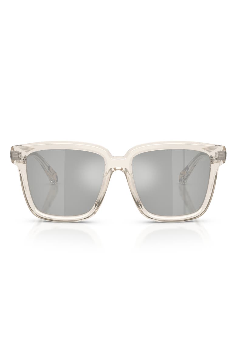Moncler Clasico 54mm Mirrored Pillow Sunglasses, Main, color, Butter / Mirror Silver
