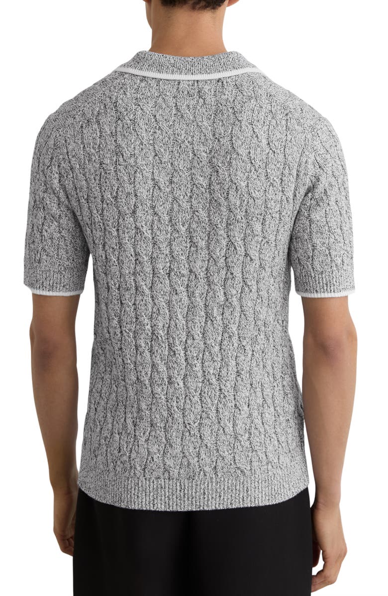 Reiss Denby Knit Polo, Alternate, color, Black/ White