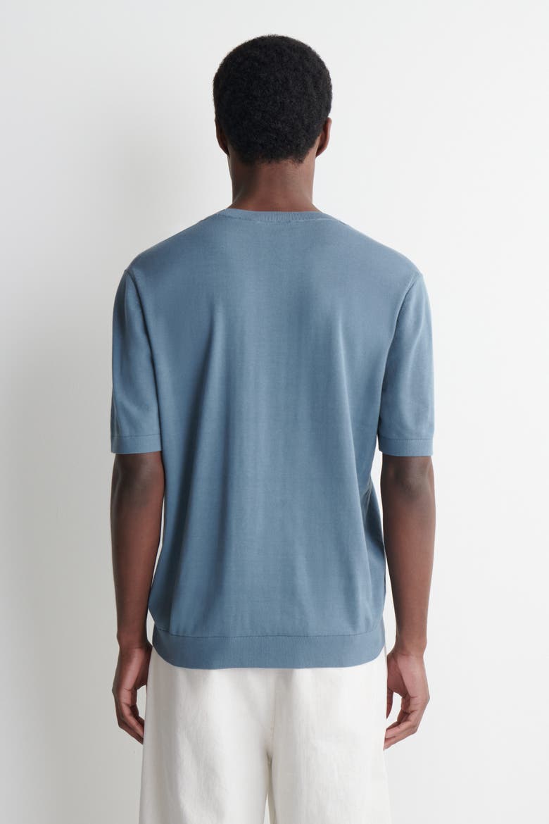 Knitted Cotton T-shirt, Alternate, color, BLUE