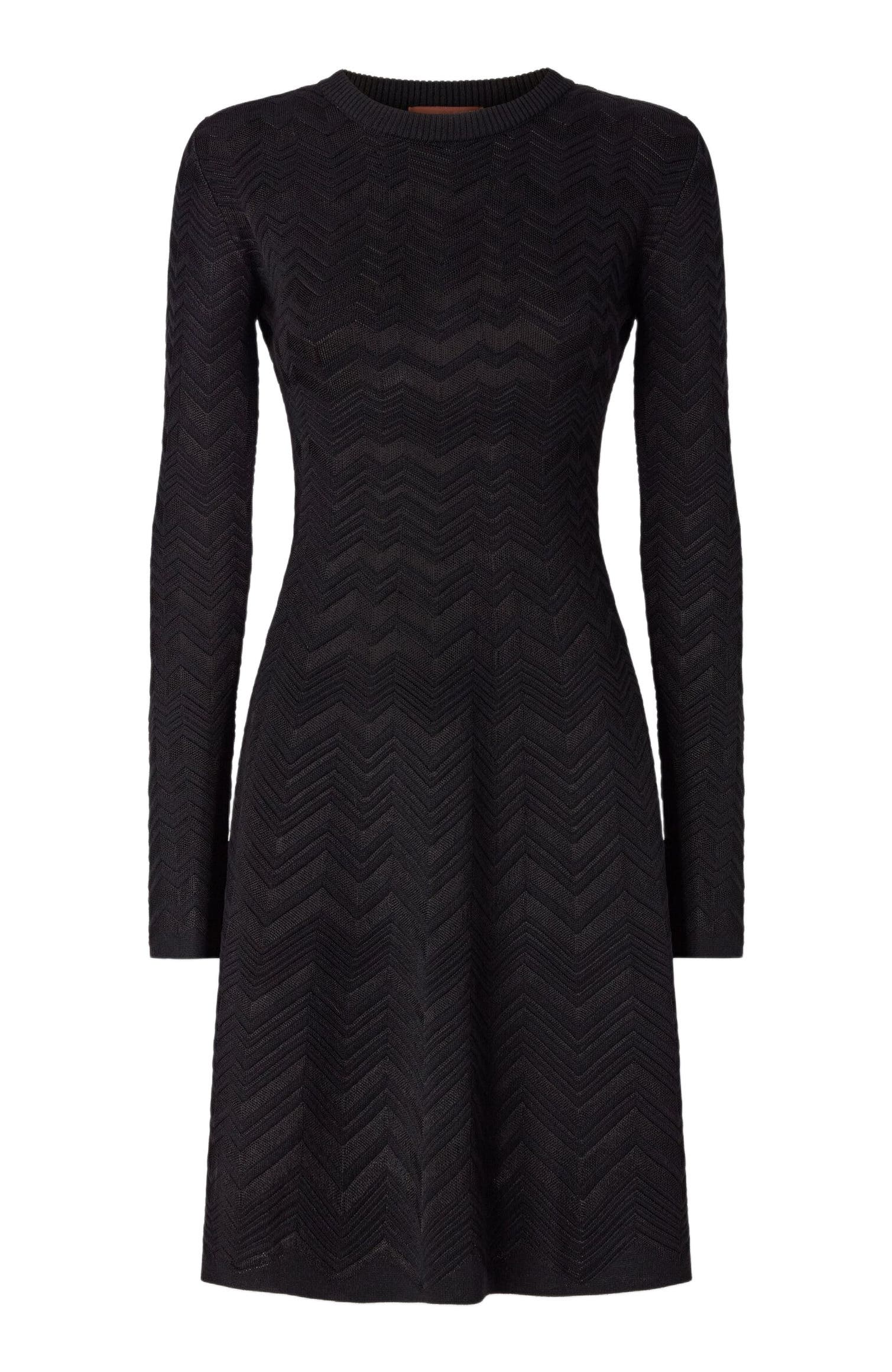 Long Sleeve Short Dress With Chevron Pattern - image 2