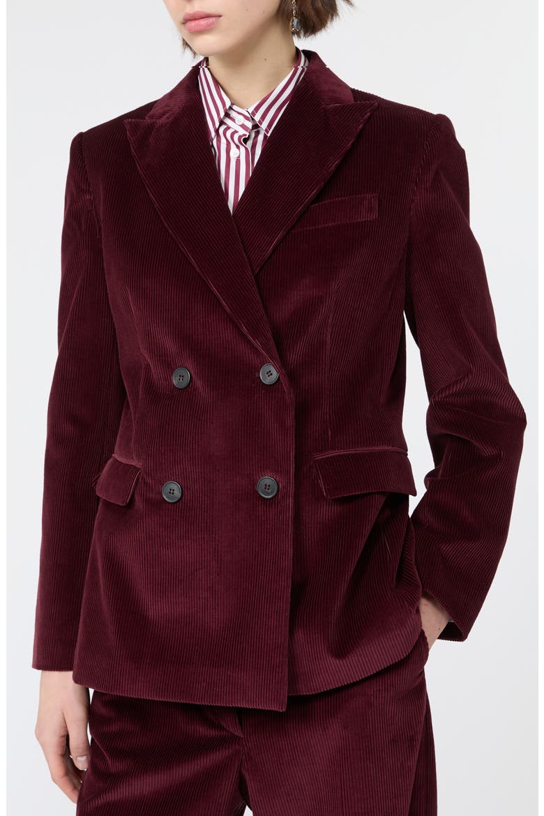 Double Breasted Corduroy Blazer, Alternate, color, BORDEAUX