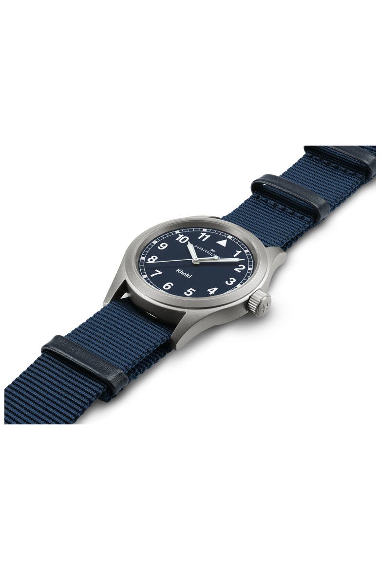 Khaki Field NATO Strap Watch, 38mm, Alternate, color, BLUE