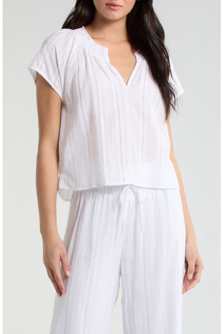 Meadow Stripe Cotton Crop Top, Main, color, WHITE