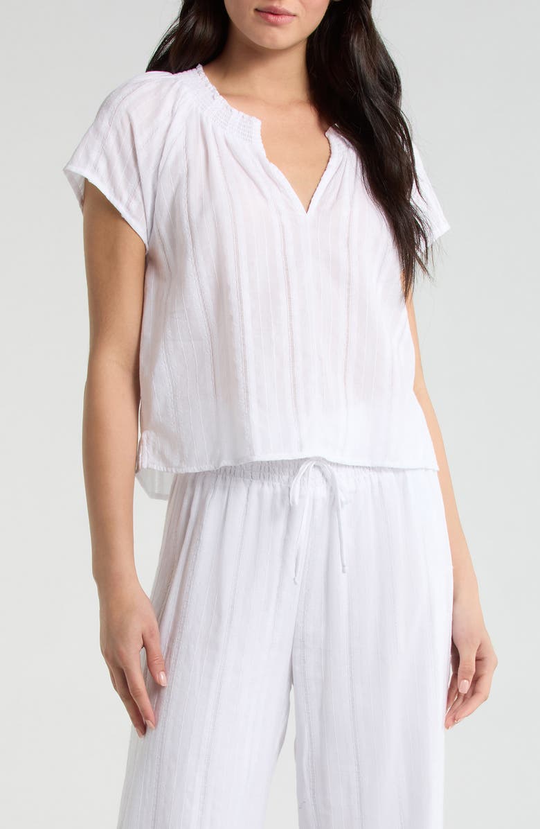 Splendid Meadow Stripe Cotton Crop Top, Main, color, White