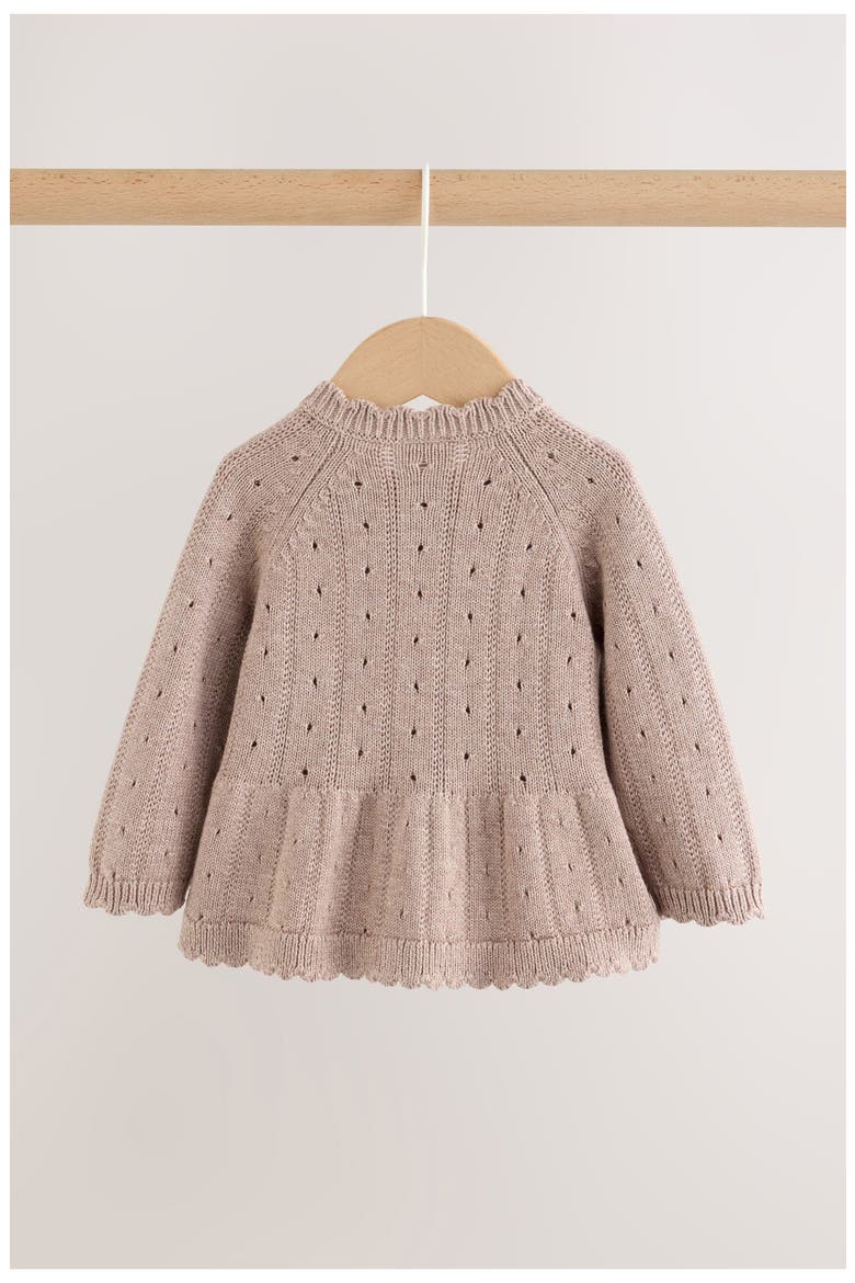 Kids' 2-Piece Knitted Peplum Cardigan & Leggings Set, Alternate, color, BROWN