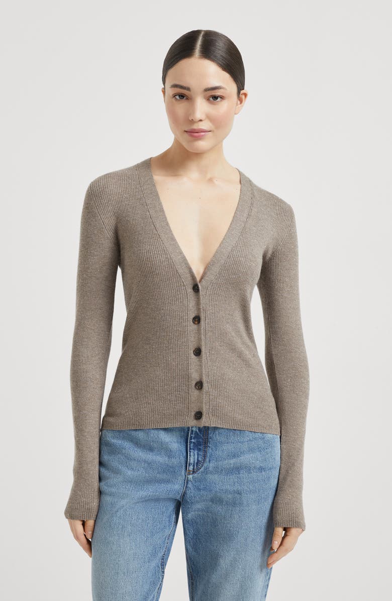 Brunello Cucinelli Cashmere cardigan, Alternate, color, Light Brown