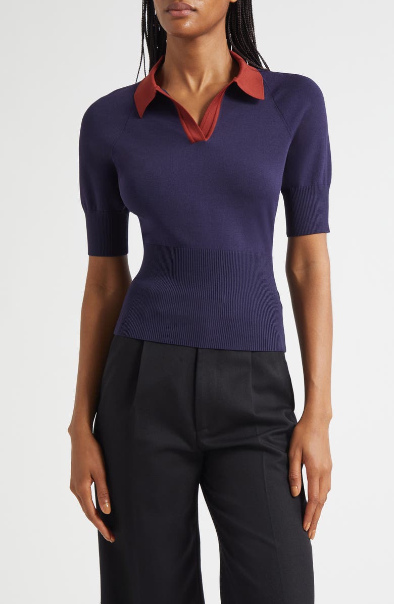 STAUD Gene Polo Sweater, Main, color, Navy/ Sangria