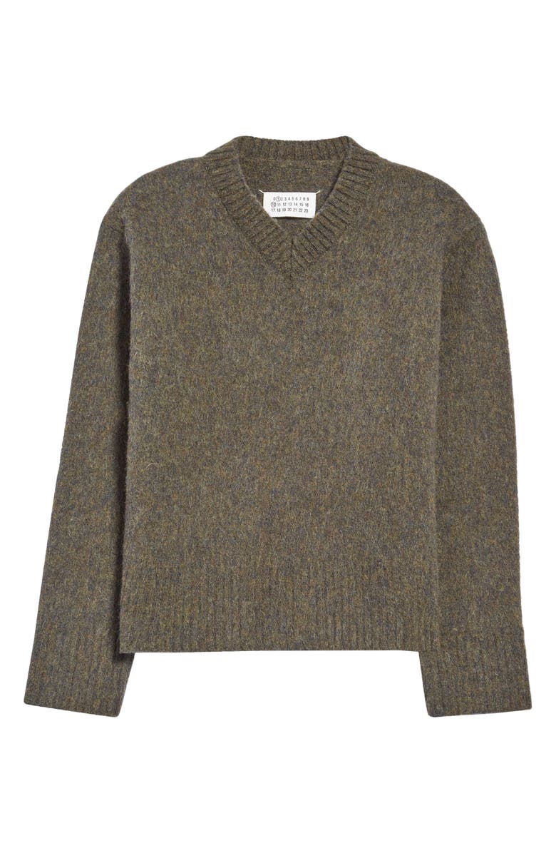 Maison Margiela V-Neck Wool Sweater, Alternate, color,
