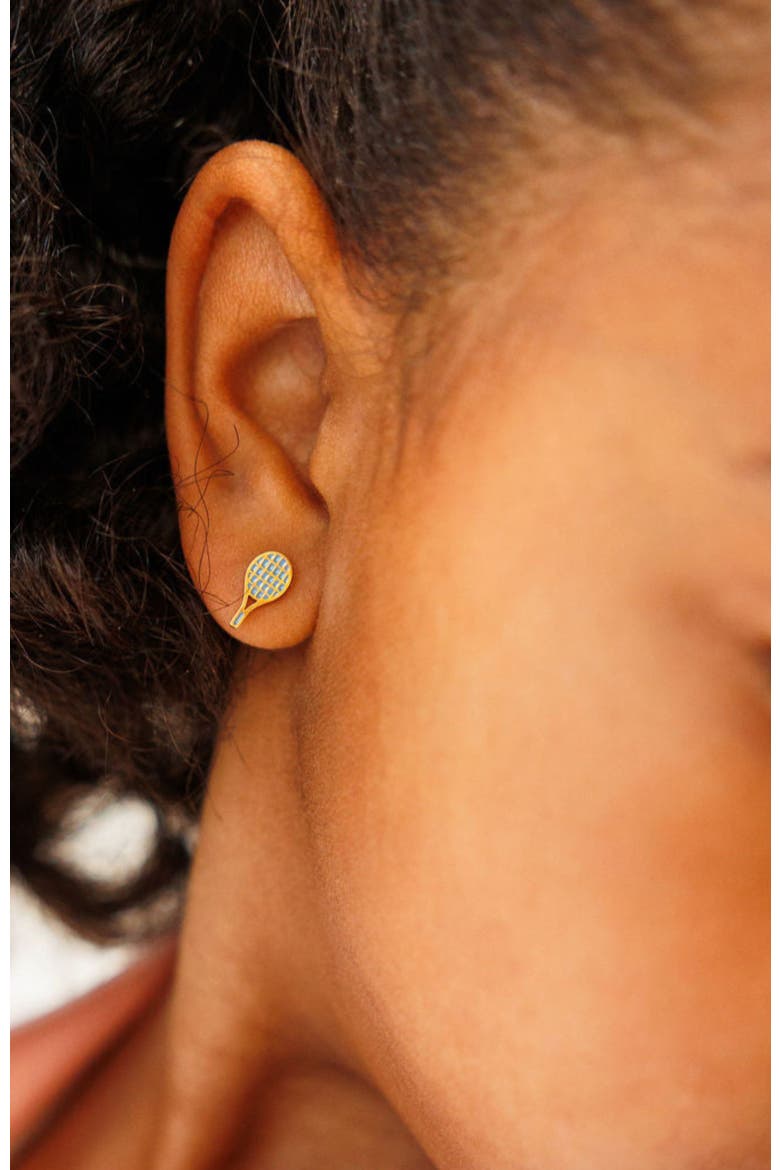 Tennis Racquet Stud Earring, Alternate, color, Gold