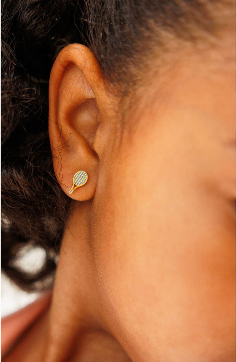 Pip Pop Tennis Racquet Stud Earring, Alternate, color, Gold