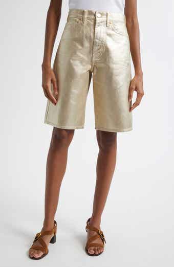 Veronica Beard Metallic Bermuda Denim Shorts