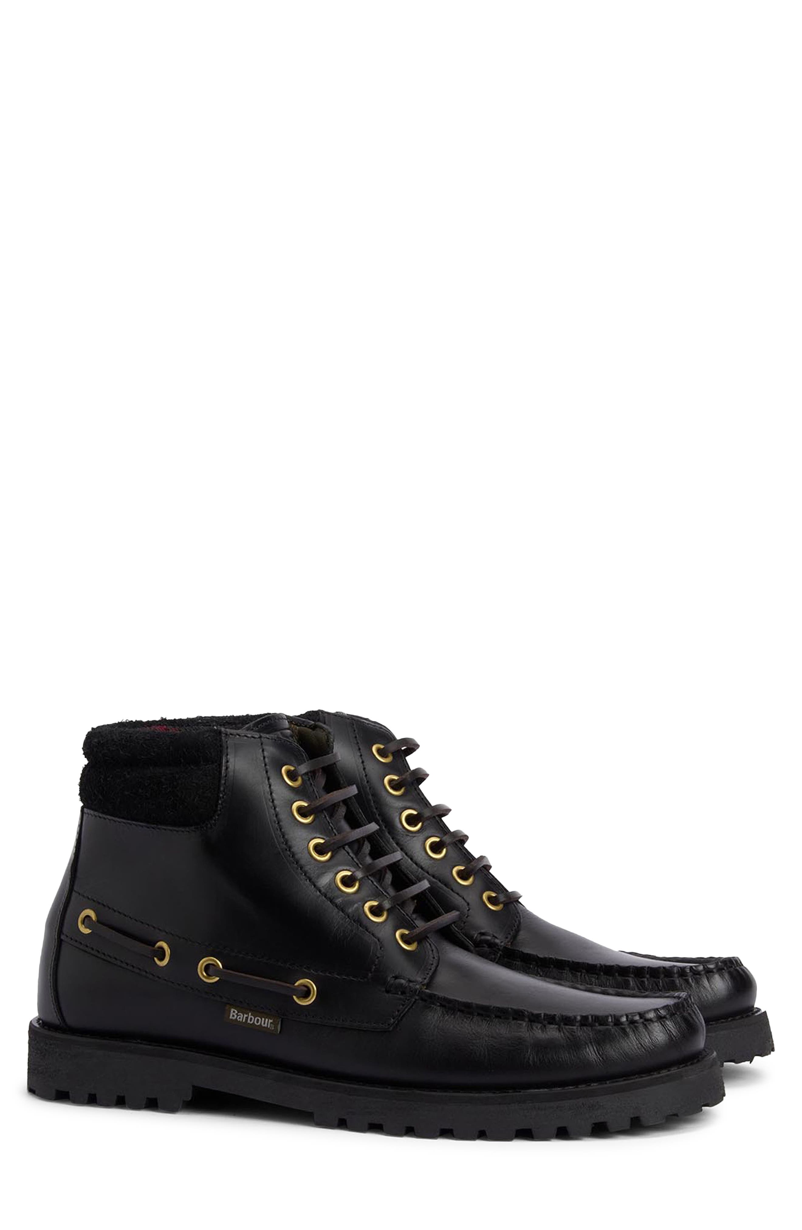 Barbour Tiller Moc Toe Boot, Main, color, Black