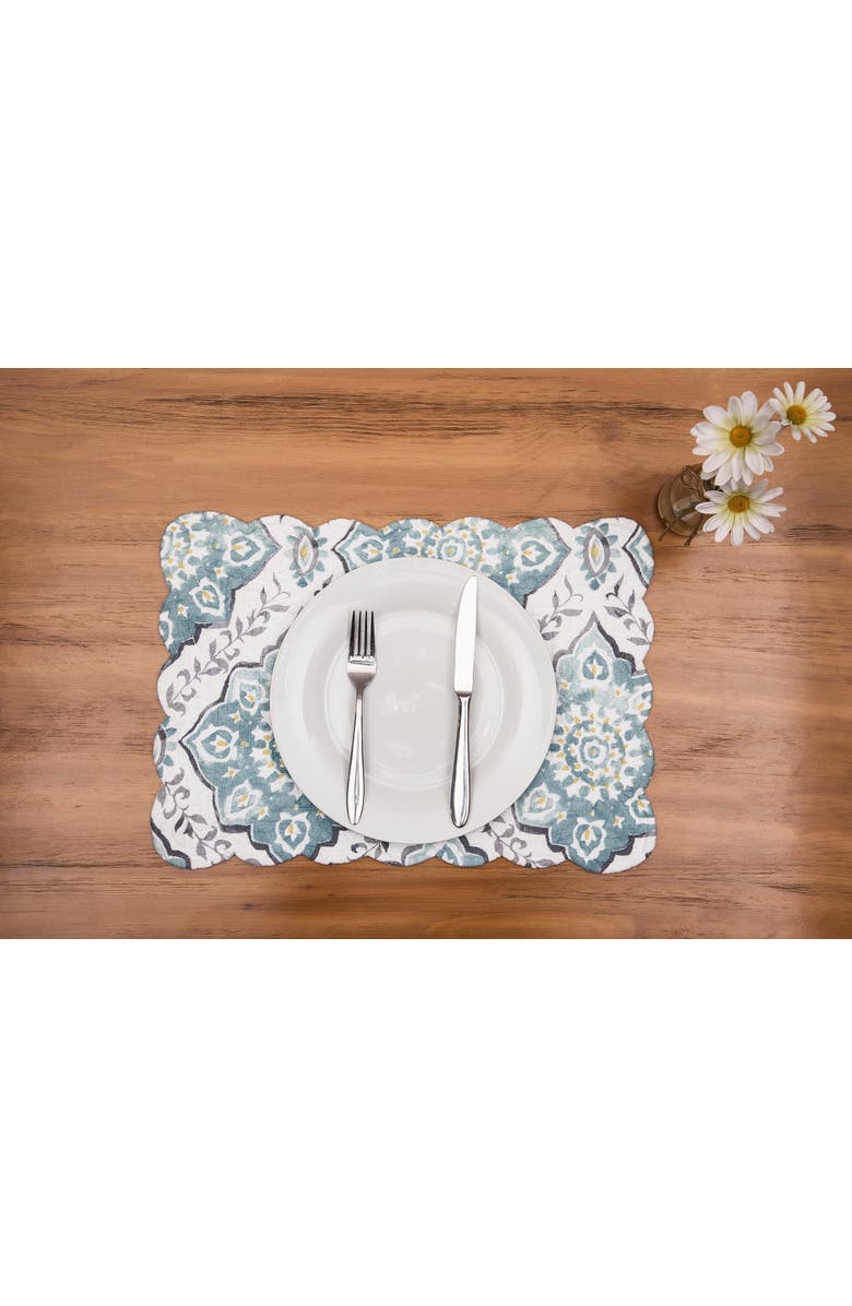 C&F Home Harlan Placemats Set of 6, 13" x 19", Alternate, color, Blue