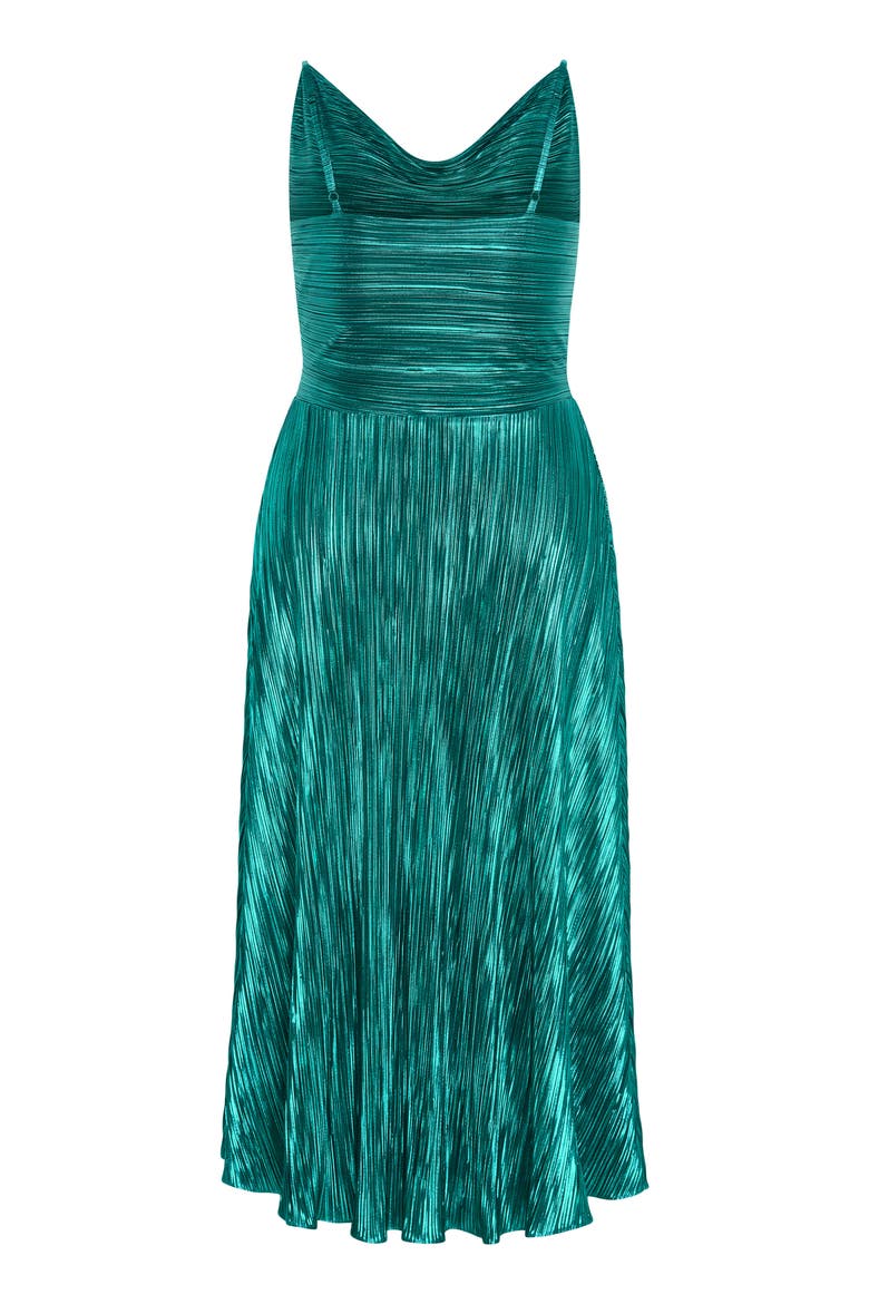 Kamila Plissé Metallic Sleeveless Maxi Dress, Alternate, color, EMERALD