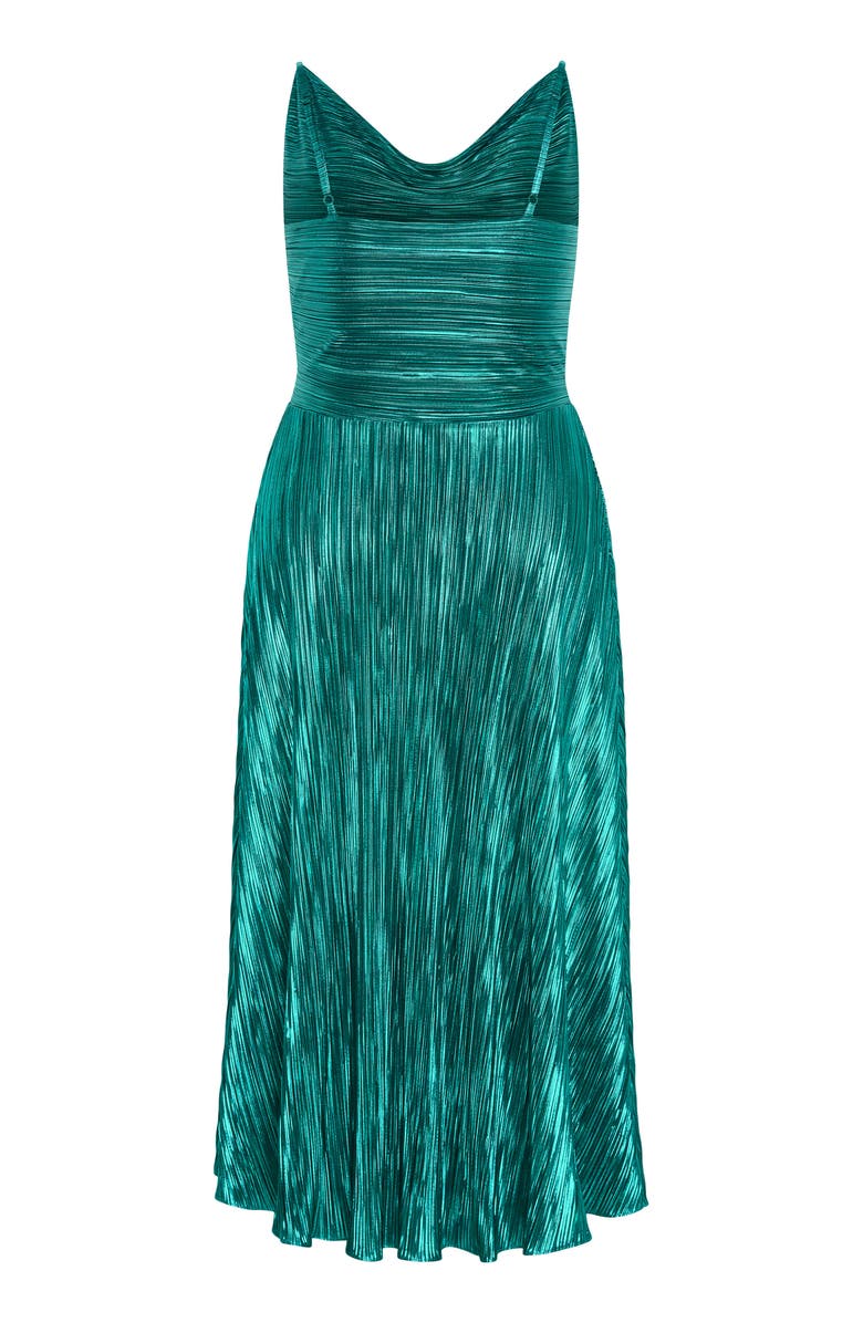 City Chic Kamila Plissé Metallic Sleeveless Maxi Dress, Alternate, color, Emerald