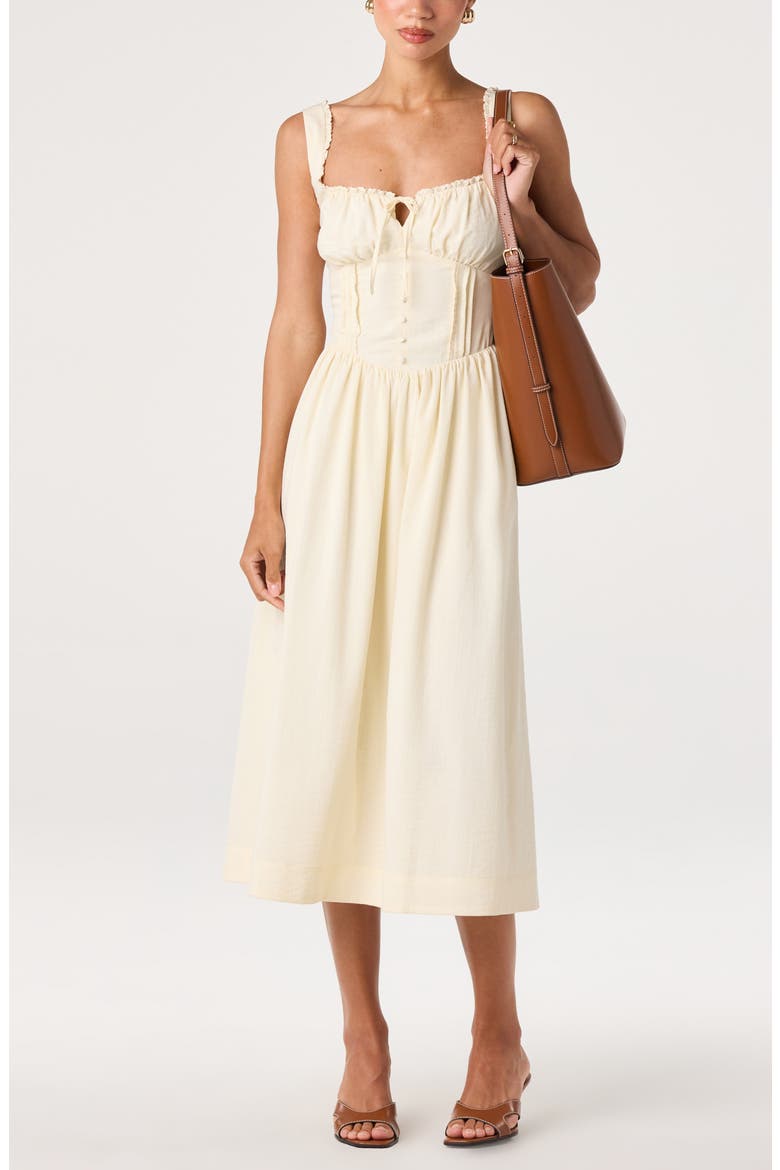 Sahana Corset Midi Dress, Alternate, color, BUTTERCREAM