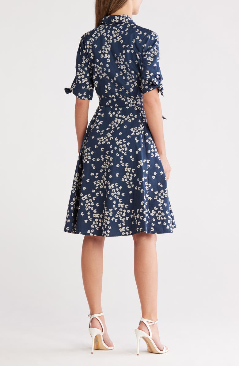 Stripe Cap Sleeve Belted Sheath Dress