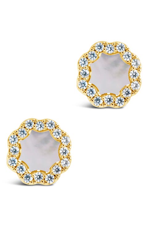 Cubic Zirconia Rose Petal Stud Earrings