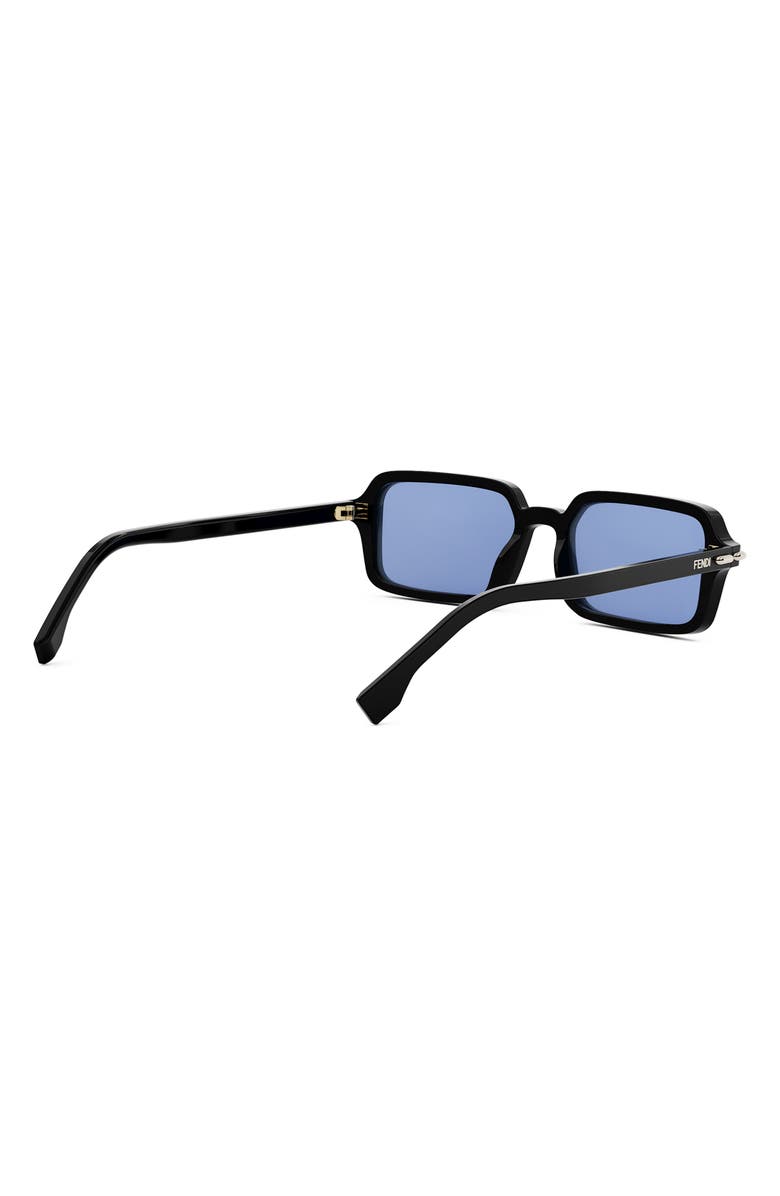 Fendi Selleria Rectangular Sunglasses, Alternate, color, Shiny Black / Blu Mirror