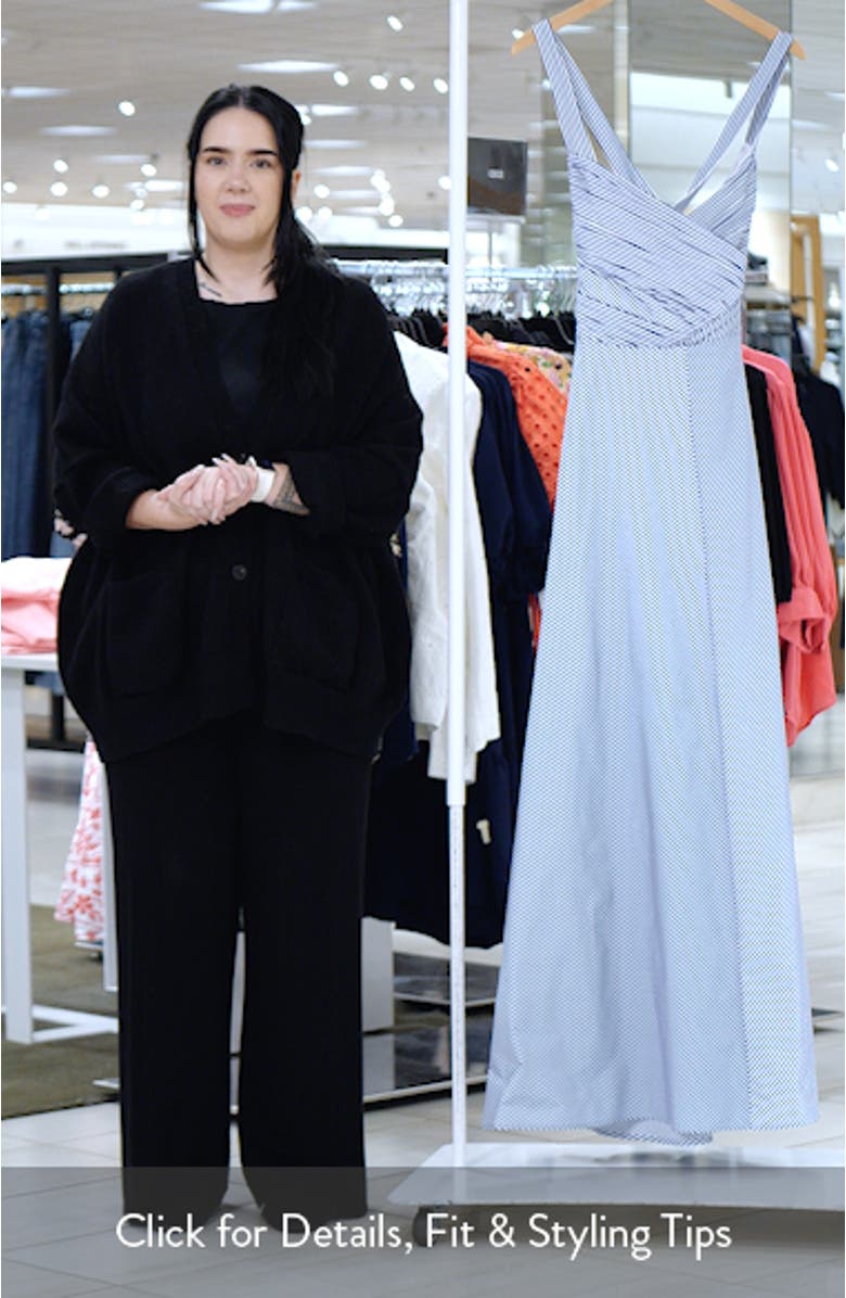 Stripe Crossback Taffeta Gown, sales video thumbnail