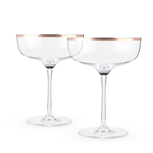 Twine Old Kentucky Home Copper Rim Crystal Coupe Set In Clear