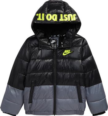 Kids' Color Block Down Hooded Puffer Coat