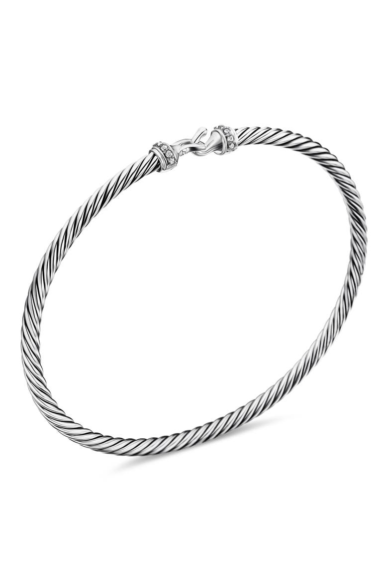 Cable Collectibles Buckle Bangle Bracelet with Diamonds, 3mm, Alternate, color, SILVER