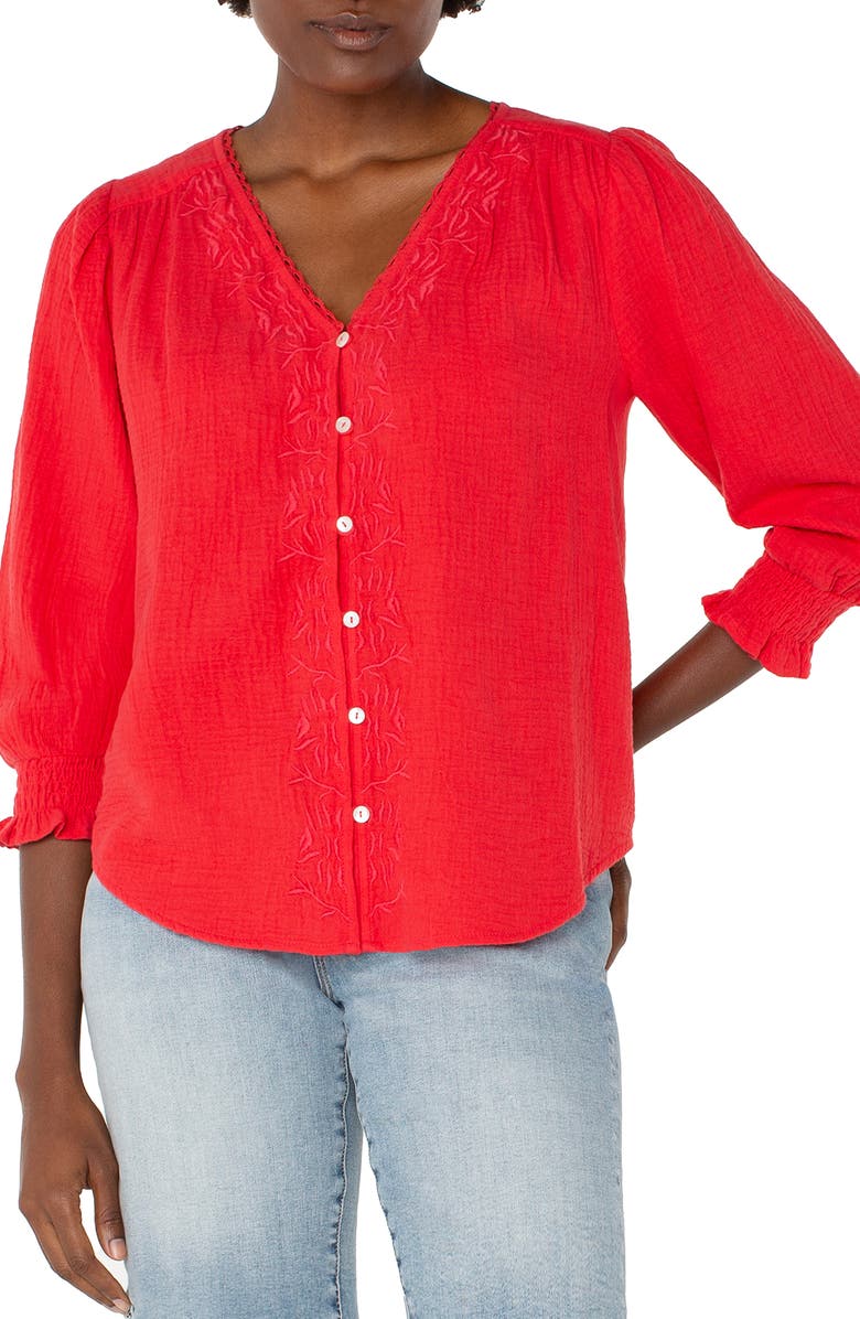 Liverpool Los Angeles Embroidered Woven Shirt, Main, color, 