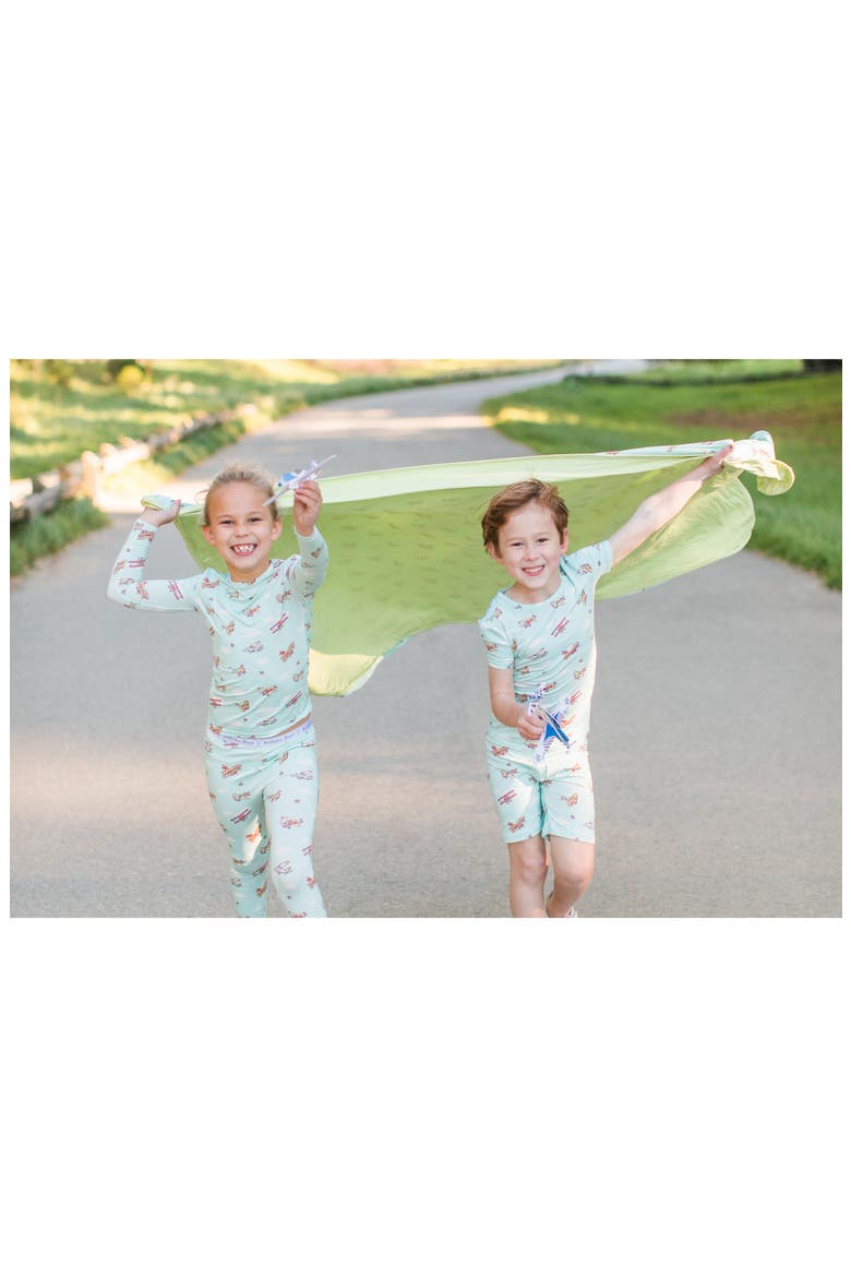 Vintage Airplanes Kids 2-Piece Short Sleeve & Shorts Pajama Set, Alternate, color, AIRPLANES
