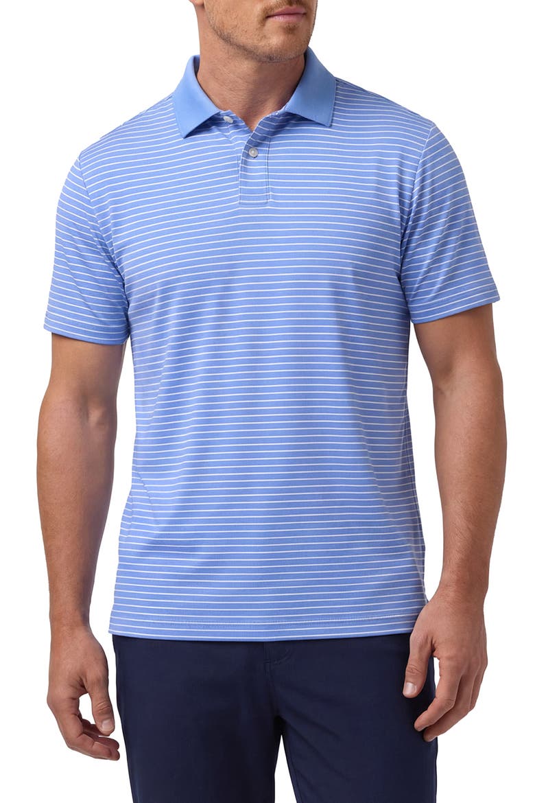 Sawyer Trim Fit Performance Golf Polo, Main, color, SKYLINE BLUE WHITE STRIPE